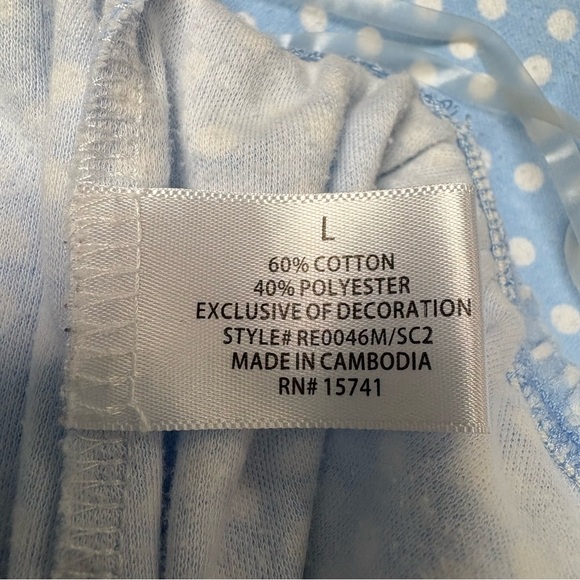Karen Neuburger Womens Blue/White Polka Dot Pajama Set Cotton Blend Large - Picture 9 of 10